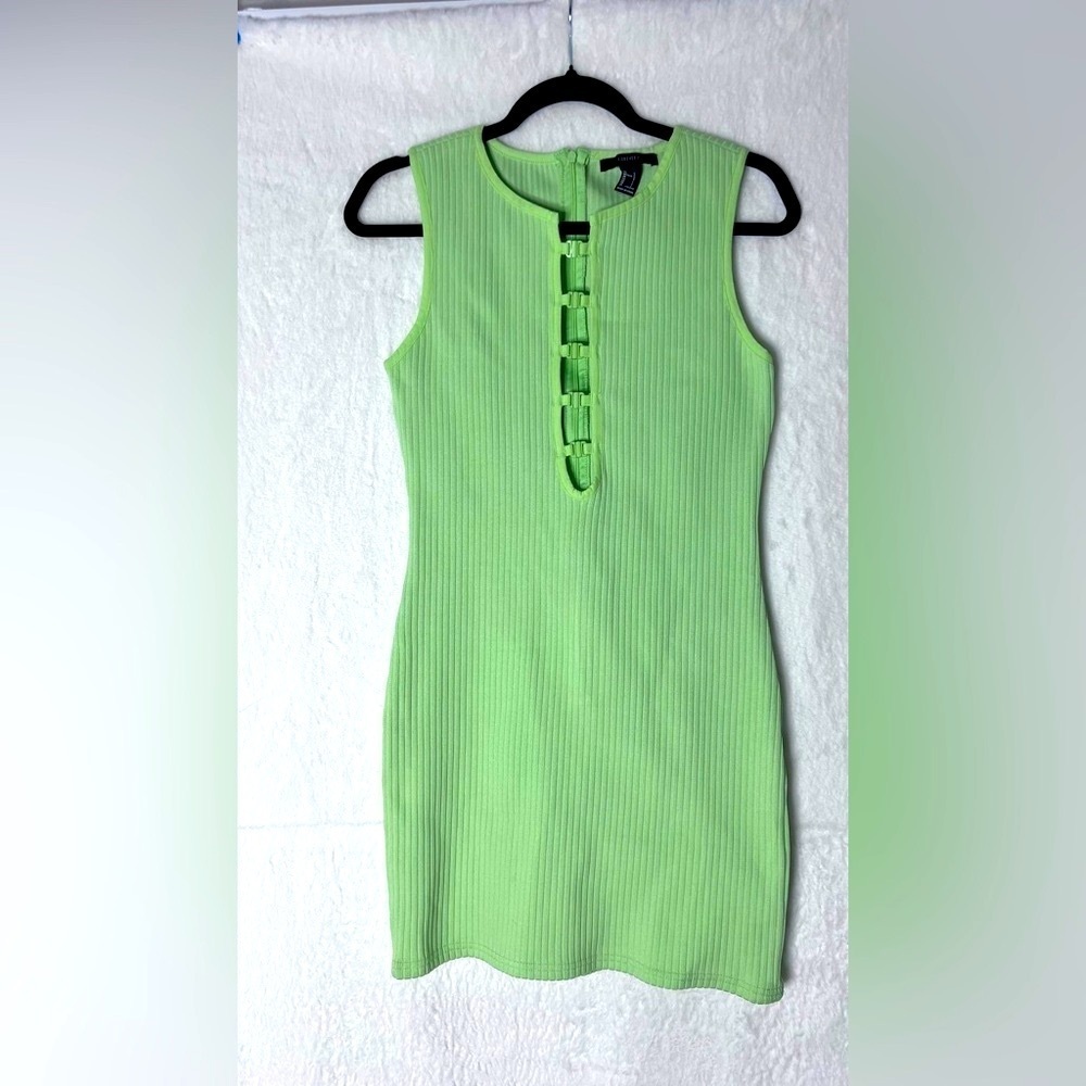 Forever 21 Lime Green Ribbed Hook-and-Eye Mini Dress - Picture 4 of 7